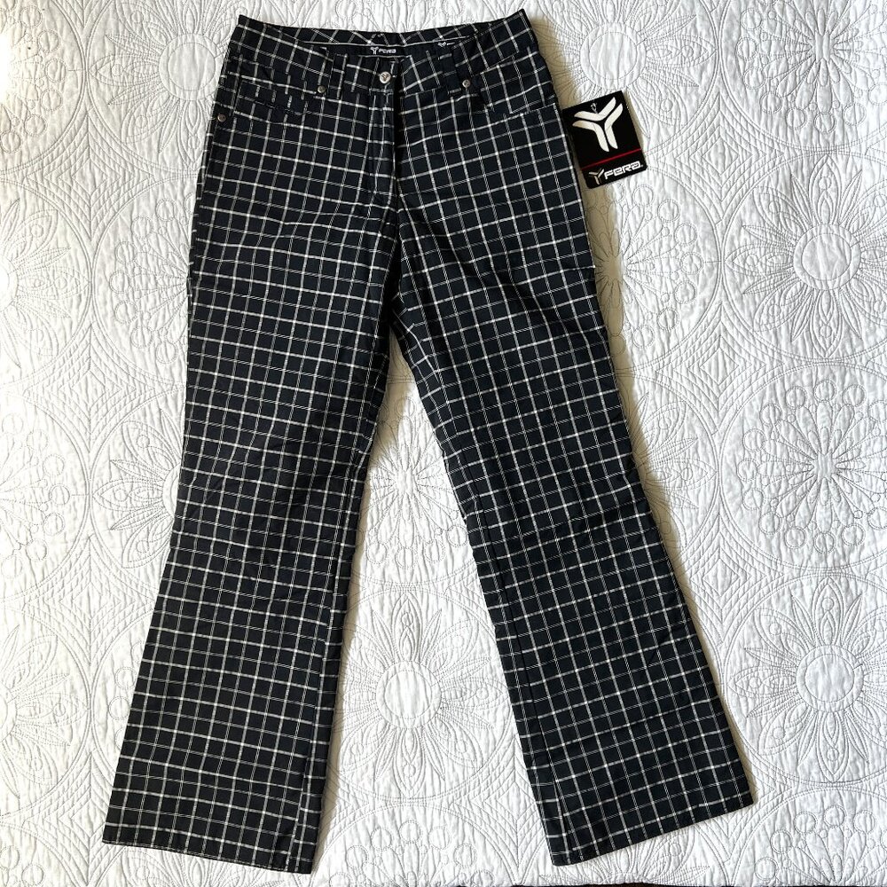 FERA Black Plaid Insulated Ski Snow Pants 'Britney Jean' 5-Pocket Style